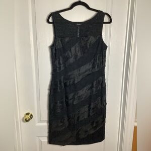 Maggy London Sleeveless Ruffled and Lace Dress